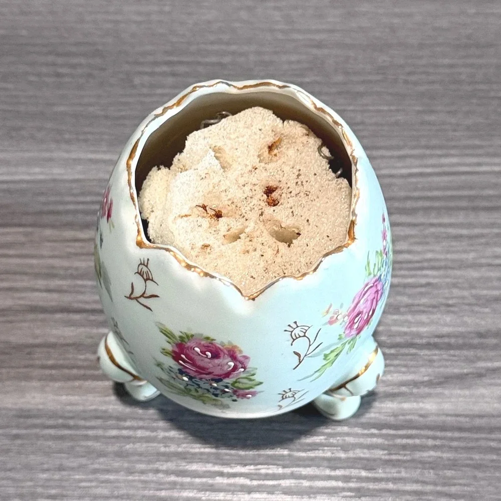 Vtg NAPCO National Potteries Footed Egg Planter Rose Floral Porcelain Vase Japan
